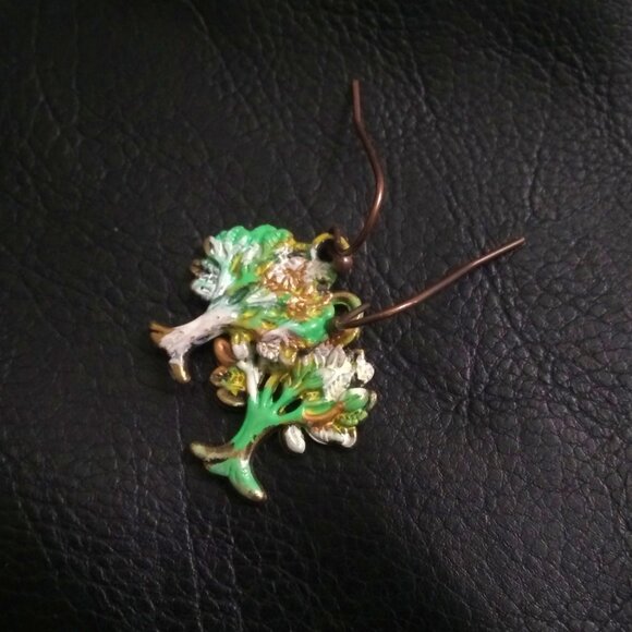 Tree of Life! Patina Painted Bronze Necklace & Earrings Set | Autumn Fall Colors - Picture 4 of 10